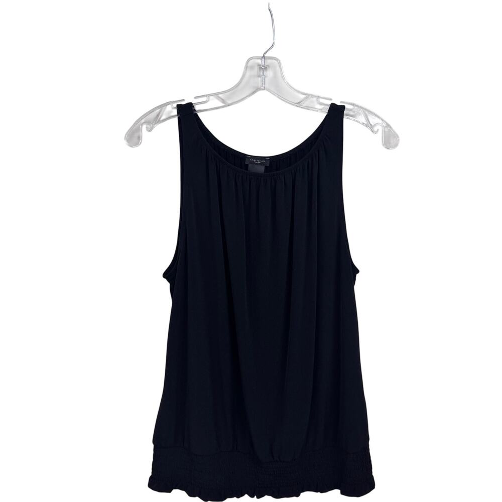 Ann Taylor Factory Black Sleeveless Scoop Neck Elastic Waist Tank Womens XS